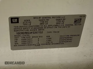 2015 Chevrolet Silverado 1500 LT with VIN 1GCRCREC0FZ257752, listed as a IAAI auction lot 42298229 with 132,830 mi miles and . Bid and sale history available at DreamBid. Image 3.