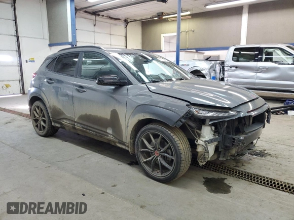 2021 Hyundai Kona Night Edition with VIN KM8K6CA5XMU710083, listed as a Copart auction lot 47118915 with 71,034 mi miles and Salvage Title. Bid and sale history available at DreamBid. Image 4.