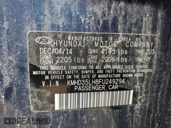 2015 Hyundai Elantra GT with VIN KMHD35LH8FU249294, listed as a Copart auction lot 70248314 with 133,342 mi miles and Salvage Title. Bid and sale history available at carsss.com. Image 13.