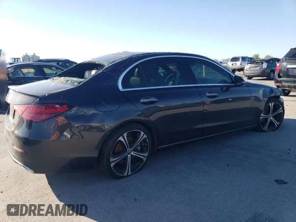 2022 Mercedes-Benz C 300 with VIN W1KAF4GBXNR019715, listed as a Copart auction lot 49168885 with 47,596 mi miles and Salvage title. Bid and sale history available at DreamBid. Image 3.