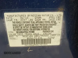2010 Nissan Sentra SR with VIN 3N1AB6AP0AL707359, listed as a IAAI auction lot 42667512 with 154,890 mi miles and . Bid and sale history available at DreamBid. Image 9.