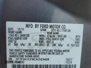 2012 Ford F-150 XL z VIN 1FTFW1CF8CKD23428, wystawiony jako Copart lot #53680595 z przebiegiem 225 988 mil mil oraz Szkody całkowita. Historia ofert i sprzedaży dostępna na DreamBid. Obrazek 12.