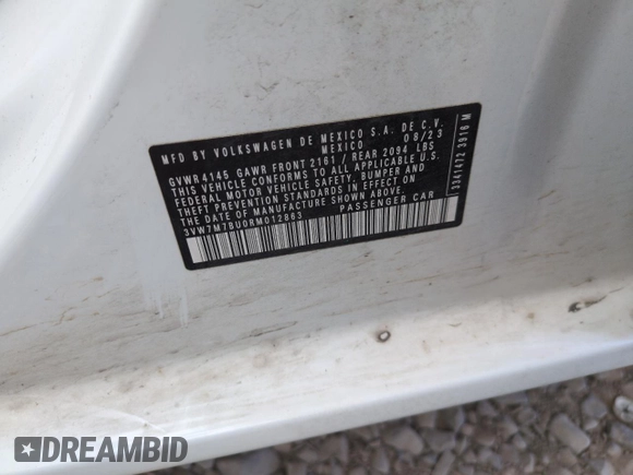 2024 Volkswagen Jetta SE with VIN 3VW7M7BU0RM012863, listed as a Copart auction lot 60212015 with 14,652 mi miles and Salvage title. Bid and sale history available at DreamBid. Image 13.