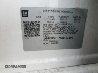 2019 Cadillac CT6 Luxury AWD with VIN 1G6KB5RS7KU123104, listed as a Copart auction lot 54058065 with 75,921 mi miles and Salvage title. Bid and sale history available at DreamBid. Image 12.