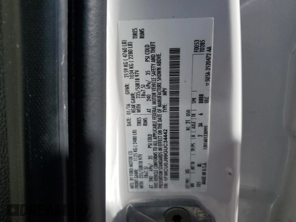 2016 Ford Escape Titanium with VIN 1FMCU0J99GUC34442, listed as a Copart auction lot 48917865 with 175,967 mi miles and Salvage Title. Bid and sale history available at carsss.com. Image 15.