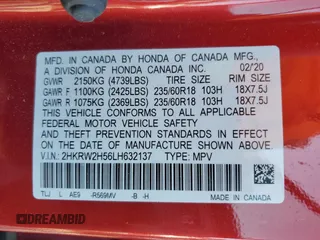 2020 Honda CR-V EX with VIN 2HKRW2H56LH632137, listed as a Copart auction lot 45338365 with 60,147 mi miles and Salvage Title. Bid and sale history available at carsss.com. Image 13.