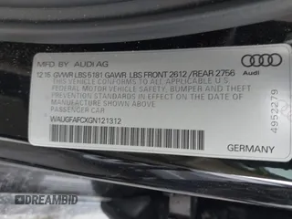 2016 Audi A6 Premium Plus z VIN WAUGFAFCXGN121312, wystawiony jako IAAI lot #41923717 z przebiegiem 215 000 mil mil oraz . Historia ofert i sprzedaży dostępna na DreamBid. Obrazek 9.