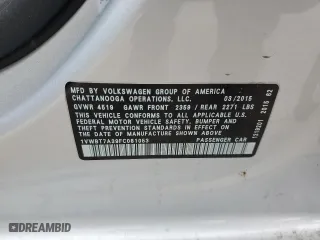 2015 Volkswagen Passat 1.8T Sport with VIN 1VWBT7A39FC081053, listed as a Copart auction lot 83367634 with 131,805 mi miles and Salvage Title. Bid and sale history available at carsss.com. Image 12.