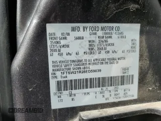 2008 Ford F-250 XL with VIN 1FTSW21R28ED59039, listed as a Copart auction lot 63929305 with 158,187 mi miles and Clean title. Bid and sale history available at DreamBid. Image 12.