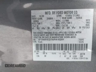 2010 Ford Ranger XL with VIN 1FTKR1ED7APA10291, listed as a IAAI auction lot 41507714 with 237,811 mi miles and . Bid and sale history available at DreamBid. Image 9.