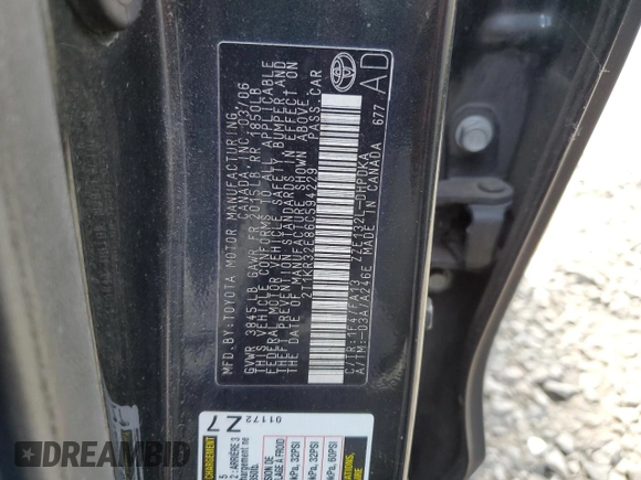 2006 Toyota Matrix STD with VIN 2T1KR32E86C594229, listed as a Copart auction lot 59302585 with 200,126 mi miles and Clean title. Bid and sale history available at DreamBid. Image 12.