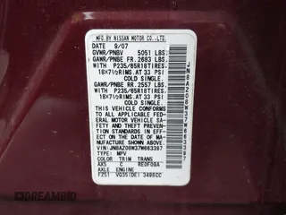 2007 Nissan Murano S with VIN JN8AZ08W37W663397, listed as a IAAI auction lot 41552454 with 236,888 mi miles and . Bid and sale history available at DreamBid. Image 9.