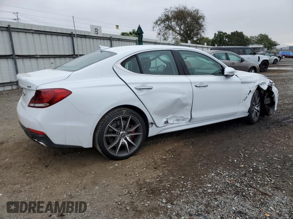2019 Genesis G70 2.0T Sport with VIN KMTG24LA7KU034969, listed as a Copart auction lot 69801924 with 13,209 mi miles and Salvage Title. Bid and sale history available at carsss.com. Image 3.