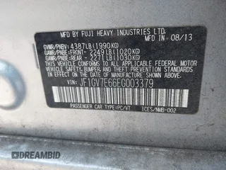 2014 Subaru Impreza Sedan WRX WRX with VIN JF1GV7E66EG003379, listed as a IAAI auction lot 41400616 with 87,568 mi miles. Bid and sale history available at carsss.com. Image 9.