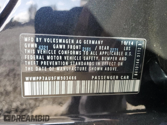 2015 Volkswagen Golf SEL Premium z VIN WVWPP7AU9FW903466, wystawiony jako Copart lot #81190604 z przebiegiem 84 261 mil mil oraz Czysty tytuł • Clean title. Historia ofert i sprzedaży dostępna na DreamBid. Obrazek 12.