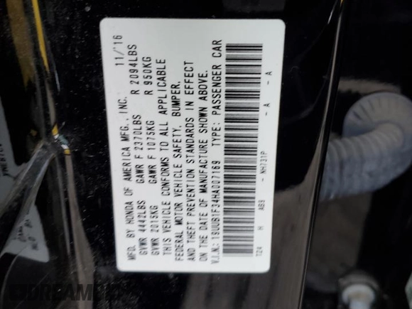 2017 Acura TLX with VIN 19UUB1F34HA007169, listed as a Copart auction lot 85472194 with 0 mi miles and Salvage Title. Bid and sale history available at carsss.com. Image 14.