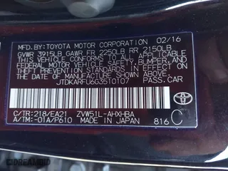 2016 Toyota Prius Four with VIN JTDKARFU6G3510107, listed as a IAAI auction lot 41456733 with 142,833 mi miles. Bid and sale history available at carsss.com. Image 9.