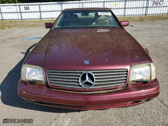 1997 Mercedes-Benz SL-Class with VIN WDBFA67F4VF148157, listed as a Copart auction lot 51943445 with 0 mi miles and Salvage Title. Bid and sale history available at carsss.com. Image 5.