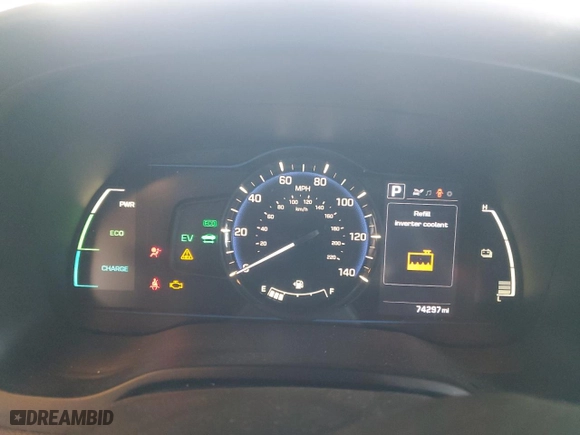 2019 Hyundai Ioniq Hybrid Blue with VIN KMHC65LC8KU139587, listed as a Copart auction lot 46836045 with 74,297 mi miles and Salvage Title. Bid and sale history available at carsss.com. Image 9.