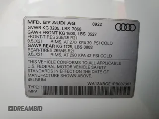 2023 Audi e-tron Sportback Premium Plus z VIN WA12ABGE1PB007387, wystawiony jako Copart lot #50734225 z przebiegiem 48 484 mil mil oraz Szkoda całkowita • Salvage title. Historia ofert i sprzedaży dostępna na DreamBid. Obrazek 12.