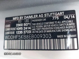 2014 Mercedes-Benz E with VIN WDDHF5KB8EB009303, listed as a IAAI auction lot 42014846 with 97,214 mi miles. Bid and sale history available at carsss.com. Image 9.