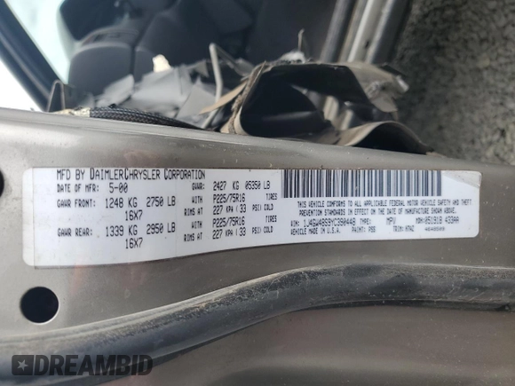 2000 Jeep Grand Cherokee Laredo with VIN 1J4GW48S9YC390448, listed as a Copart auction lot 56985265 with Not provided miles and Salvage title. Bid and sale history available at DreamBid. Image 13.