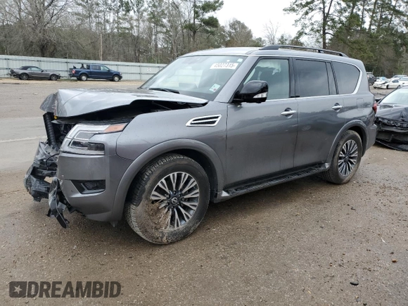 2023 Nissan Armada SL with VIN JN8AY2BA6P9400489, listed as a Copart auction lot 46161095 with 17,542 mi miles and Salvage Title. Bid and sale history available at carsss.com. Image 1.