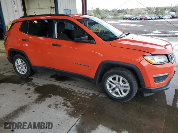 2018 Jeep Compass Sport with VIN 3C4NJCAB3JT123574, listed as a Copart auction lot 72248734 with 88,990 mi miles and Salvage title. Bid and sale history available at DreamBid. Image 4.