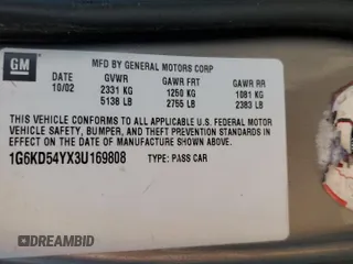 2003 Cadillac DeVille with VIN 1G6KD54YX3U169808, listed as a Copart auction lot 50146185 with 91,249 mi miles and Salvage Title. Bid and sale history available at carsss.com. Image 14.