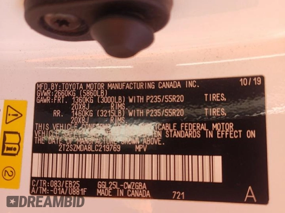 2020 Lexus RX with VIN 2T2SZMDA8LC219769, listed as a Copart auction lot 41775365 with 53,006 mi miles and Salvage Title. Bid and sale history available at carsss.com. Image 14.