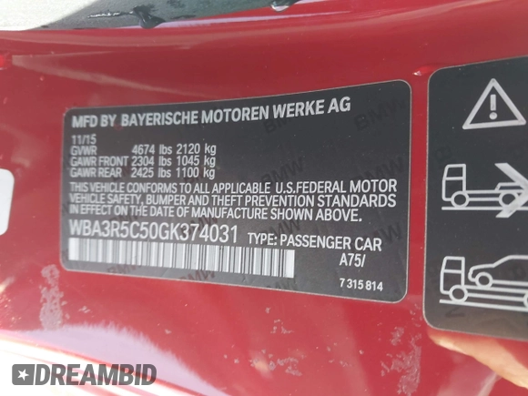 2016 BMW 4 Series 435i xDrive с VIN WBA3R5C50GK374031, выставлен на аукционе IAAI как лот 41444797 с пробегом 60 527 миль миль и . История ставок и продаж доступна на DreamBid. Изображение 9.
