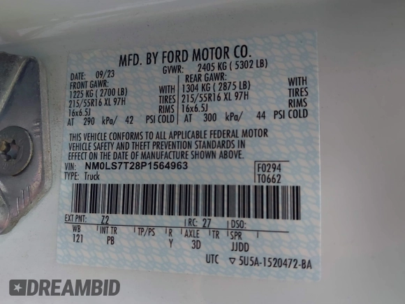 2023 Ford Transit Connect XLT с VIN NM0LS7T28P1564963, выставлен на аукционе IAAI как лот 42727228 с пробегом 11 432 миль миль и . История ставок и продаж доступна на DreamBid. Изображение 9.
