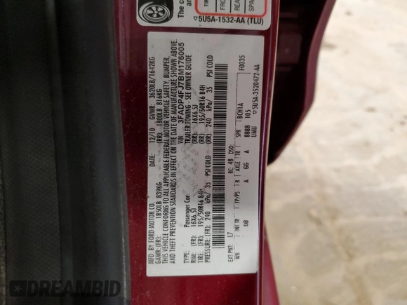 2011 Ford Fiesta SES with VIN 3FADP4FJ7BM176005, listed as a Copart auction lot 50411095 with 124,007 mi miles and Non Repairable. Bid and sale history available at carsss.com. Image 12.