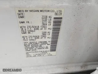 2020 Nissan Murano S with VIN 5N1AZ2AJ6LN163493, listed as a IAAI auction lot 42122077 with 43,989 mi miles. Bid and sale history available at carsss.com. Image 9.