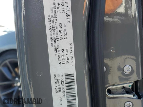 2019 Dodge Charger Scat Pack with VIN 2C3CDXGJ0KH614767, listed as a Copart auction lot 46982365 with 58,390 mi miles and Salvage title. Bid and sale history available at DreamBid. Image 15.
