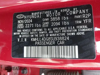 2025 Hyundai Elantra SE z VIN KMHLL4DG8SU938824, wystawiony jako IAAI lot #42022984 z przebiegiem 1234 mil mil oraz . Historia ofert i sprzedaży dostępna na DreamBid. Obrazek 9.