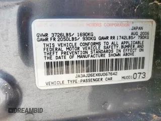 2006 Mitsubishi Lancer ES z VIN JA3AJ26EX6U067642, wystawiony jako Copart lot #56035945 z przebiegiem 163 060 mil mil oraz Szkoda całkowita • Salvage title. Historia ofert i sprzedaży dostępna na DreamBid. Obrazek 12.