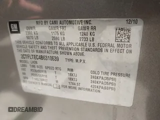 2011 GMC Terrain SLE-2 with VIN 2CTFLTEC4B6310639, listed as a IAAI auction lot 42739060 with 118,734 mi miles and . Bid and sale history available at DreamBid. Image 9.