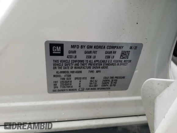 2022 Buick Encore GX Select z VIN KL4MMDSL1NB145896, wystawiony jako Copart lot #58704025 z przebiegiem 14 108 mil mil oraz Szkoda całkowita • Salvage title. Historia ofert i sprzedaży dostępna na DreamBid. Obrazek 13.