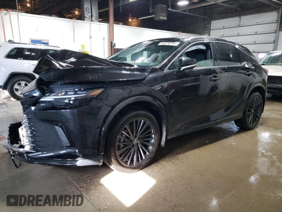 2025 Lexus RX with VIN 2T2BBMCA7SC066001, listed as a Copart auction lot 43270215 with 3,946 mi miles and Salvage Title. Bid and sale history available at carsss.com. Image 1.