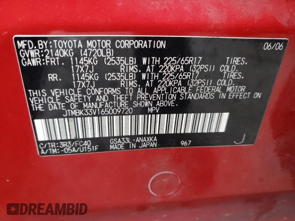 2006 Toyota RAV4 with VIN JTMBK33V165009720, listed as a Copart auction lot 41503535 with 358,747 mi miles and Salvage Title. Bid and sale history available at carsss.com. Image 15.