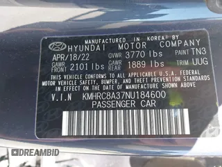 2022 Hyundai Venue SEL с VIN KMHRC8A37NU184600, выставлен на аукционе IAAI как лот 41821796 с пробегом 42 443 миль миль и . История ставок и продаж доступна на DreamBid. Изображение 9.