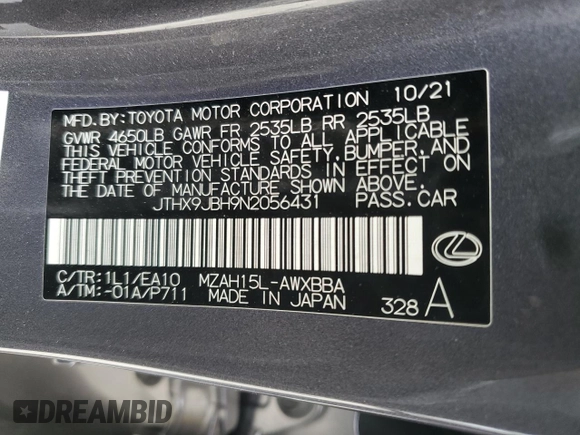2022 Lexus UX 250h z VIN JTHX9JBH9N2056431, wystawiony jako Copart lot #47216455 z przebiegiem 68 052 mil mil oraz Szkoda całkowita • Salvage title. Historia ofert i sprzedaży dostępna na DreamBid. Obrazek 15.