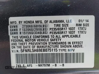 2014 Honda Odyssey EX-L with VIN 5FNRL5H69EB075115, listed as a IAAI auction lot 42046386 with 200,340 mi miles and . Bid and sale history available at carsss.com. Image 9.