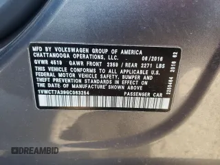 2016 Volkswagen Passat SEL z VIN 1VWCT7A39GC063254, wystawiony jako Copart lot #85563414 z przebiegiem 244 086 mil mil oraz Szkoda całkowita • Salvage title. Historia ofert i sprzedaży dostępna na DreamBid. Obrazek 14.