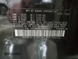 2021 Subaru Legacy z VIN 4S3BWAB6XM3009467, wystawiony jako Copart lot #81755454 z przebiegiem 86 116 mil mil oraz Szkoda całkowita • Salvage title. Historia ofert i sprzedaży dostępna na DreamBid. Obrazek 12.