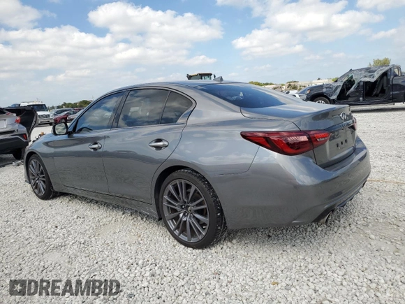 2023 Infiniti Q50 Red Sport 400 with VIN JN1FV7DP8PM570359, listed as a Copart auction lot 42814215 with 8,564 mi miles and Clean Title. Bid and sale history available at DreamBid. Image 2.
