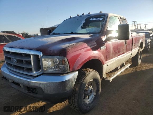 2004 Ford F-250 XL with VIN 1FTNX21L14EC45372, listed as a Copart auction lot 43745835 with 288,130 mi miles and Salvage title. Bid and sale history available at DreamBid. Image 1.