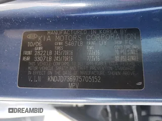 2007 Kia Sorento EX z VIN KNDJD736975705152, wystawiony jako Copart lot #49319335 z przebiegiem 253 473 mil mil oraz Szkoda całkowita • Salvage title. Historia ofert i sprzedaży dostępna na DreamBid. Obrazek 15.