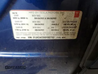 2016 Tesla Model X 70D z VIN 5YJXCAE20GF002753, wystawiony jako Copart lot #50954795 z przebiegiem 77 256 mil mil oraz Szkody całkowita. Historia ofert i sprzedaży dostępna na DreamBid. Obrazek 15.